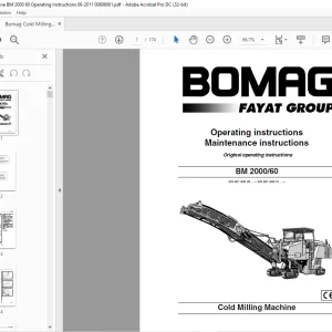 Bomag BM 2000 60 Cold Milling Machine Operating instructions Manual SN 82183626 -  PDF DOWNLOAD