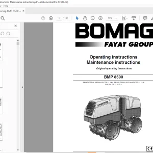 Bomag BMP 8500 Multi-purpose compactor Operating Instruction Maintenance instructions Manual 00805981 - PDF DOWNLOAD