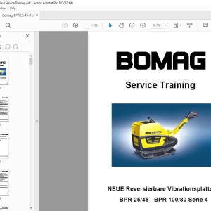 Bomag BPR 25/45 - BPR 100/80 Serie 4 NEUE Reversierbare Vibrationsplatten Service Training Manual 00809987 - PDF DOWNLOAD