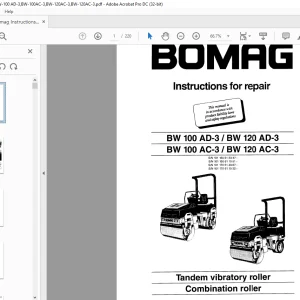 Bomag BW 100 AD-3 BW 120 AD-3 BW 100 AC-3 BW 120 AC-3 Tandem vibratory roller Instructions for repair Manual 00819371