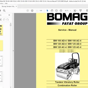 Bomag BW 100 AD-4 BW 100 AC-4 BW 120 AD-4 BW 125 AD-4 BW 120 AC-4 BW 125 AC-4 Tandem Vibratory Roller Service Manual