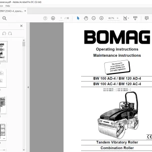 Bomag BW 100 AD-4 BW 120 AD-4 BW 100 AC-4 BW 120 AC-4 Tandem Vibratory Roller Operating instructions Manual 00811481 - PDF DOWNLOAD