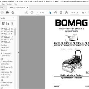 Bomag BW 100 AD-4 BW 120 AD-4 BW 125 AD-4 BW 100 AC-4 BW 120 AC-4 BW 125 AC-4 Instrucciones de servicio Manual - PDF DOWNLOAD (Spanish)