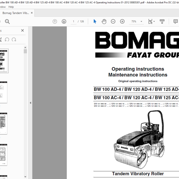 Bomag Bw Ad Bw Ad Bw Ad Bw Ac Bw Ac Bw Ac Tandem Vibratory