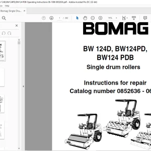 Bomag BW 124D, BW124PD, BW124 PDB Single drum rollers Instructions for repair Manual 0852636 - PDF DOWNLOAD