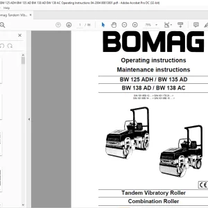 Bomag BW 125 ADH BW 135 AD BW 138 AD BW 138 AC Tandem Vibratory Roller Operating instructions Manual 00813801 - PDF DOWNLOAD