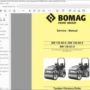 Bomag BW 135 AD-5 BW 138 AD-5 BW 138 AC-5 Tandem Vibratory Roller Service Manual 00892251 - PDF DOWNLOAD