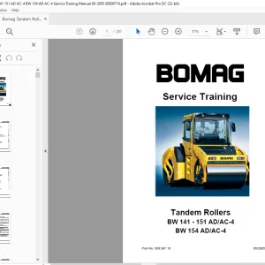 Bomag BW 141 - 151 AD/AC-4 BW 154 AD/AC-4 Tandem Roller Service Training Manual - PDF DOWNLOAD