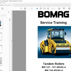 Bomag BW 141 - 151 AD/AC-4 BW 154 AD/AC-4 Tandem Rollers Service Training Manual 00809716 - PDF DOWNLOAD
