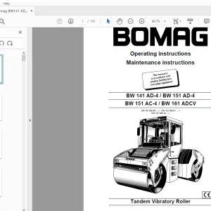 Bomag BW 141 AD-4 BW 151 AD-4 BW 151 AC-4 BW 161 ADCV Tandem Vibratory Roller Operating Instruction Manual 00812671 - PDF DOWNLOAD