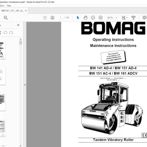 Bomag BW 141 AD-4 BW 151 AD-4 BW 151 AC-4 BW 161 ADCV Tandem Vibratory Roller Operating & Maintenance instructions Manual 00812671 - PDF DOWNLOAD