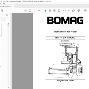 Bomag BW 145 DH-3 PDH-3 Single Drum Roller Instructions for Repair Manual 0852789 - PDF DOWNLOAD