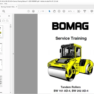 Bomag BW 161 AD-4, BW 202 AD-4 Tandem Rollers Service Training Manual 00809981 - PDF DOWNLOAD