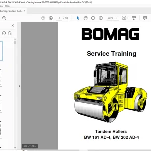 Bomag BW 161 AD-4, BW 202 AD-4 Tandem Rollers Service Training Manual 00809981 - PDF DOWNLOAD