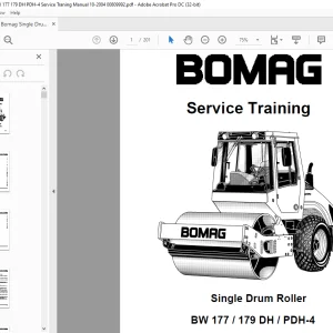 Bomag BW 177 179 DH PDH-4 Single Drum Roller Service Training Manual 00809992 - PDF DOWNLOAD