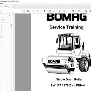 Bomag BW 177 179 DH PDH-4 Single Drum Roller Service Training Manual 00809992 - PDF DOWNLOAD