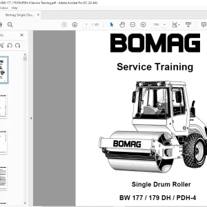 Bomag BW 177 179 DH PDH-4 Single Drum Roller Service Training Manual 00809992 - PDF DOWNLOAD