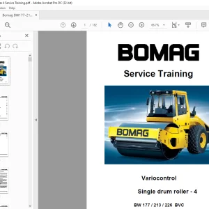 Bomag BW 177 213 226 BVC Single drum roller - 4 Service Training Manual 00809994 - PDF DOWNLOAD