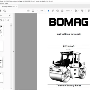 Bomag BW 180 AD Tandem Vibratory Roller Instructions for Repair Manual 00891253 - PDF DOWNLOAD