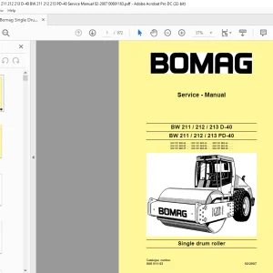 Bomag BW 211 212 213 D-40 BW 211 212 213 PD-40C Single Drum Roller Service Manual 00891163 - PDF DOWNLOAD