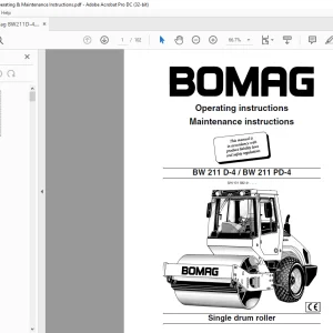 Bomag BW 211 D-4 BW 211 PD-4 Single drum roller Operating instructions Manual 00811931 - PDF DOWNLOAD