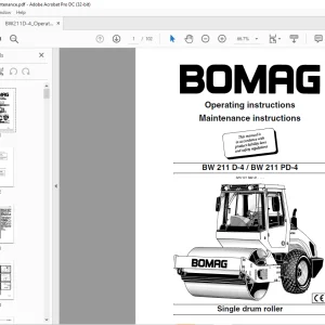 Bomag BW 211 D-4 BW 211 PD-4 Single drum roller Operating instructions Manual  00811931 - PDF DOWNLOAD
