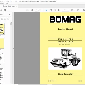 Bomag BW 211 D-4 PD-4 BW 213 D-4 PD-4 Single Drum Roller Service Manual - PDF DOWNLOAD