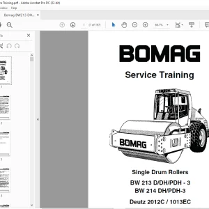 Bomag BW 213 D DH PDH - 3 BW 214 DH PDH-3 Deutz 2012C 1013EC Single drum rollers Service Training Manual 00809977 - PDF DOWNLOAD