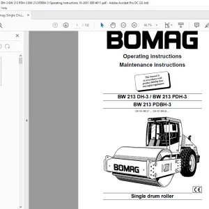 Bomag BW 213 DH-3 BW 213 PDH-3 BW 213 PDBH-3 Single drum roller Operating instructions Manual 00814011 - PDF DOWNLOAD