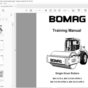 Bomag BW 216 D-3, BW 216 DH-3 PDH-3 BW 219 DH-3 PDH-3, BW 225 D-3 PD-3 Single Drum Roller Service Training Manual 00809829 - PDF DOWNLOAD