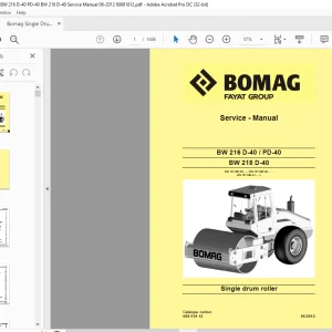 Bomag BW 216 D-40 PD-40 BW 218 D-40 Single Drum Roller Service Manual 00891812 - PDF DOWNLOAD