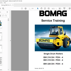 Bomag BW 216 DH PDH - 4 BW 219 DH PDH - 4 BW 226 DHPDH - 4 Single Drum Roller Service Training Manual 00809720 - PDF DOWNLOAD