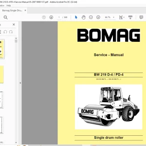 Bomag BW 219 D-4 PD-4 Single Drum Roller Service Manual - PDF DOWNLOAD
