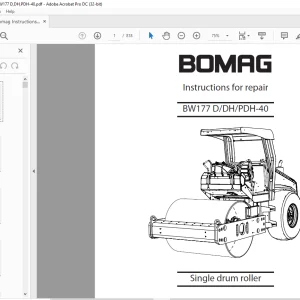Bomag BW177 D, DH, PDH-40 Single Drum Roller Instructions For Repair Manual - PDF DOWNLOAD