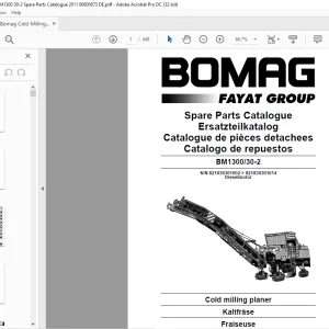 Bomag Cold milling planer BM1300 30-2 Spare Parts Catalogue Manual 00800673 - PDF DOWNLOAD