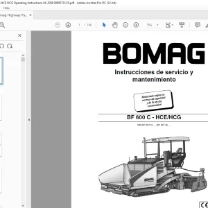 Bomag Extendedora de Carreteras BF 600 C - HCE HCG Instrucciones de servicio Manual - PDF DOWNLOAD (spanish)
