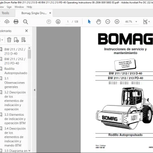 Bomag Rodillo Autopropulsado BW 211 212 213 D-40 BW 211 212 213 PD-40 Instrucciones de servicio manual -  PDF DOWNLOAD (spanish)
