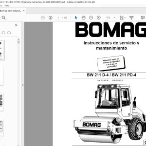 Bomag Rodillo Autopropulsado BW 211 D-4  BW 211 PD-4 Instrucciones de servicio manual - PDF DOWNLOAD (Spanish)