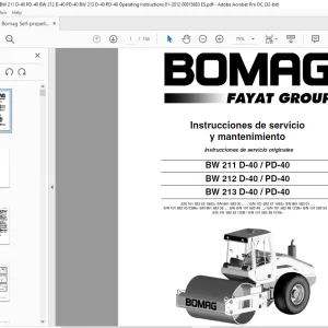 Bomag Rodillo Autopropulsado BW 211 D-40 PD-40 BW 212 D-40 PD-40 BW 213 D-40 PD-40 Instrucciones de servicio Manual -  PDF DOWNLOAD (Spanish)