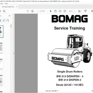 Bomag Single Drum Rollers BW 213 D DH PDH-3 BW 214 DH PDH-3 Deutz 2012C 1013EC Service Traning Manual 00809977 - PDF DOWNLOAD