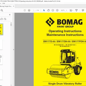 Bomag Single Drum Vibratory Roller BW177D-50  BW177DH-50  BW177PDH-50 Operating Instructions Manual 0852820  - PDF DOWNLOAD