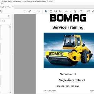 Bomag Single drum roller-4 BW 177 213 226 BVC Service Training Manual 00809994 - PDF DOWNLOAD