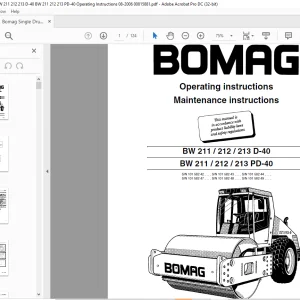 Bomag Single drum roller BW 211 212 213 D-40 BW 211 212  213 PD-40 Operating instructions Manual  -  PDF DOWNLOAD