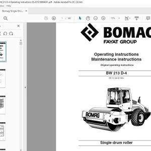 Bomag Single drum roller BW 213 D-4 Operating instructions Manual -PDF DOWNLOAD