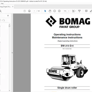 Bomag Single drum roller BW 213 D-4 Operating instructions Manual SN 101583081960  - PDF DOWNLOAD