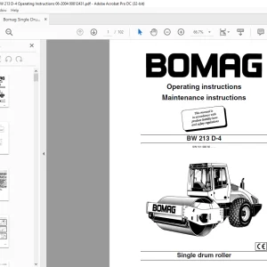 Bomag  Single drum roller BW 213 D-4  Operating instructions Manual SN10158250 -  PDF DOWNLOAD