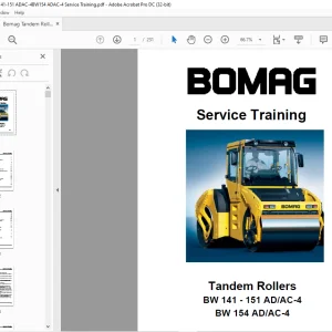 Bomag Tandem Rollers BW 141 - 151 ADAC-4 BW 154 ADAC-4 Service Training Manual 00809716 - PDF DOWNLOAD