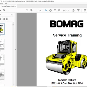 Bomag Tandem Rollers BW 161 AD-4, BW 202 AD-4 Service Training Manual 00809981 - PDF DOWNLOAD