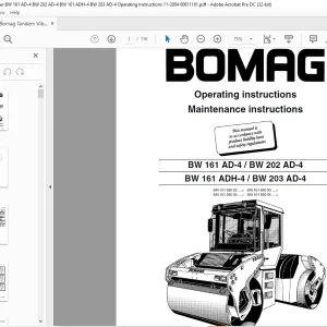 Bomag Tandem Vibratory Roller BW 161 AD-4 BW 202 AD-4 BW 161 ADH-4 BW 203 AD-4 Operating instructions Manual 00811181 - PDF DOWNLOAD