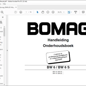 Bomag Tril-aanhangwals BW6 BW 6S Onderhoudsboek Handleiding  - PDF DOWNLOAD (Dutch)